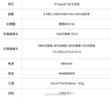 关于nova7s7E的信息